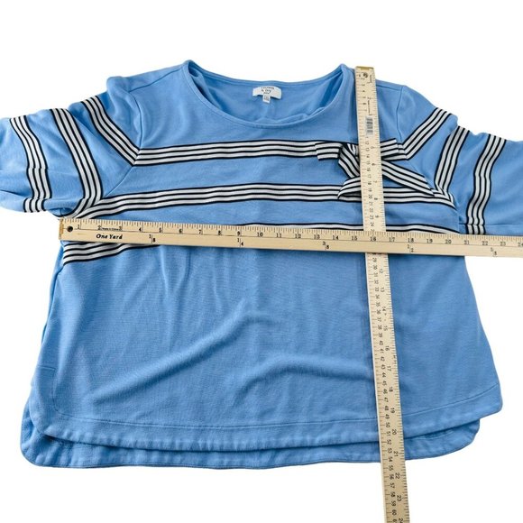 Crown & Ivy Petite Womens PXL Light‎ Blue Striped 3/4 Sleeve Top - Picture 5 of 6